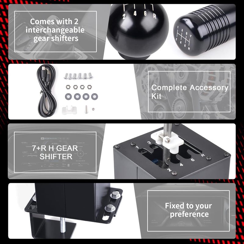 CNRAQR محاكي نقل الحركة USB للكمبيوتر 7+R مع مجموعة مشبك على شكل L لنقل الحركة متوافق مع عجلة القيادة G29/G27/G25، T300RS/GT - Image 2